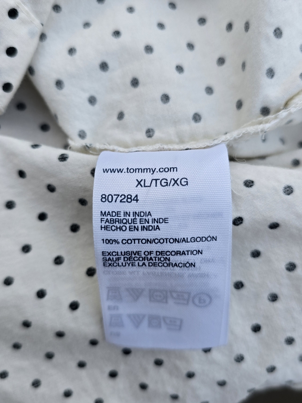 Tommy Hilfiger Cotton White Polka Dot Button-Up Shirt Size XL - Picture 7 of 8